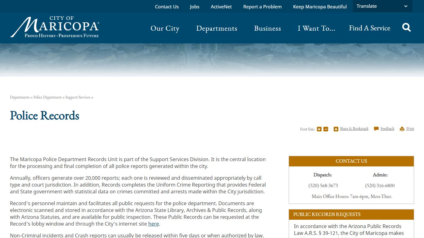 Police Records | Maricopa, AZ